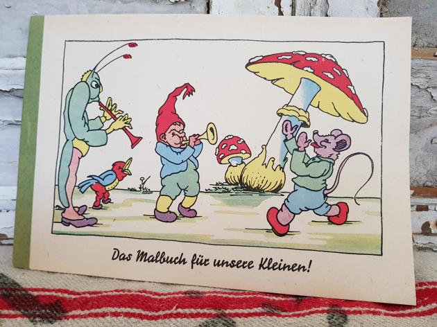 Kinder Malbuch ~ unbenutzt ~ antikes Malbuch ~ ca. 1948 ~ Vorlagen ausmalen ~ Sammlerstück