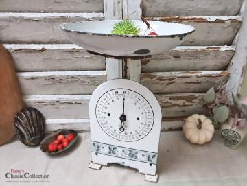VERKAUFT ! Tellerwaage ~ Küchenwaage ~ 10 kg Waage emailliert ~ Rosendekor ~ Küchendeko ~ Brocante ~ Shabby chic ~ Landhausküche