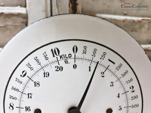 VERKAUFT ! Tellerwaage ~ Küchenwaage ~ 10 kg Waage emailliert ~ Rosendekor ~ Küchendeko ~ Brocante ~ Shabby chic ~ Landhausküche