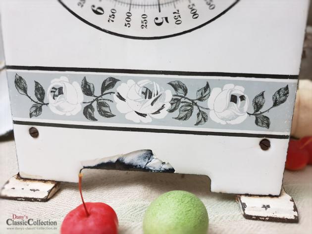 VERKAUFT ! Tellerwaage ~ Küchenwaage ~ 10 kg Waage emailliert ~ Rosendekor ~ Küchendeko ~ Brocante ~ Shabby chic ~ Landhausküche