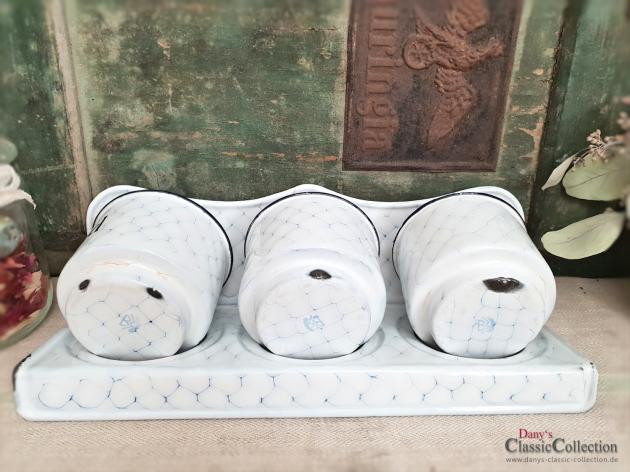 VERKAUFT ! Sand Soda Seife aus Emaille im Wandboard ~ Wabenmuster ~ Artdeco ~ Küchenhelfer ~ Küchendeko ~ Landhausküche