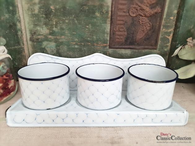 VERKAUFT ! Sand Soda Seife aus Emaille im Wandboard ~ Wabenmuster ~ Artdeco ~ Küchenhelfer ~ Küchendeko ~ Landhausküche