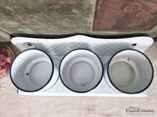 VERKAUFT ! Sand Soda Seife aus Emaille im Wandboard ~ Wabenmuster ~ Artdeco ~ Küchenhelfer ~ Küchendeko ~ Landhausküche