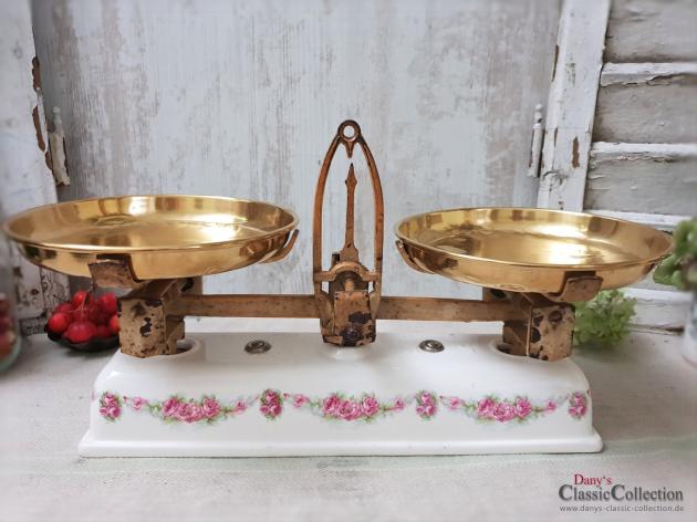 VERKAUFT ! Roberval Küchenwaage Rosendekor Vintage kitchen rose decor